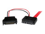0.5m Slimline SATA Female to SATA with SATA Power Cable Adapter (SLSATAF50CMS)