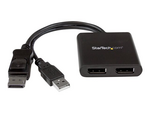 2-Port Multi Monitor Adapter, DisplayPort 1.2 MST Hub, Dual 4K 30Hz or 1080p, USB Bus Powered, Video Splitter for Extended Desktop Mode on Windows Only, DP to 2x DP MST Hub